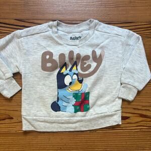 Bluey gray Christmas holiday graphic No Peeking crew baby sweatshirt SIZE 18M